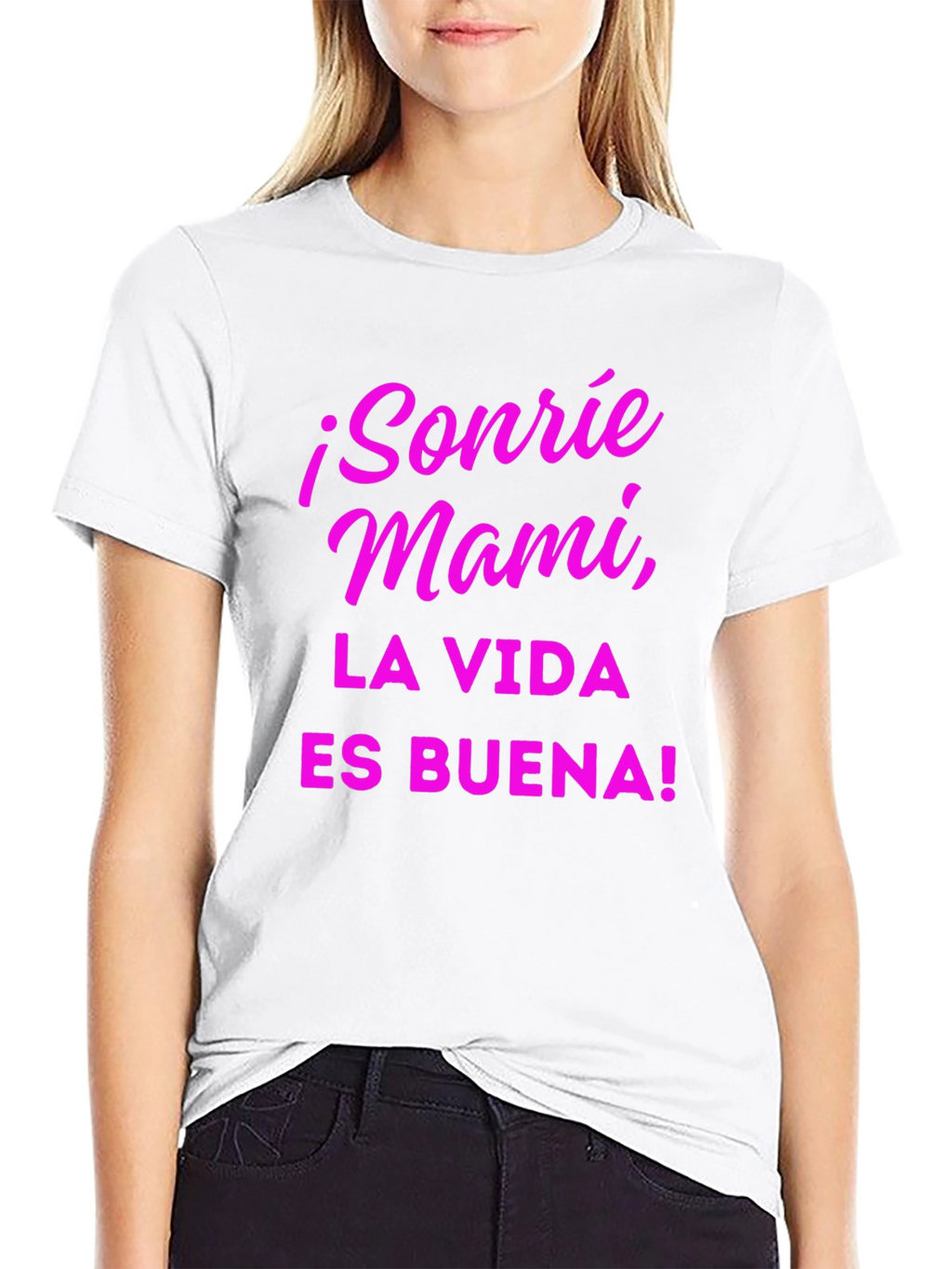 Sonrie Mami T-Shirt La Vida Es Buena! - Black