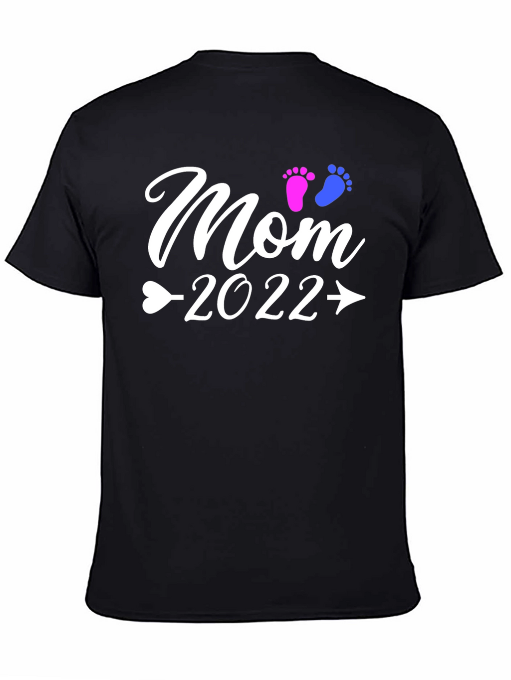 Mom 2022 Baby Footprints Graphic T-Shirt
