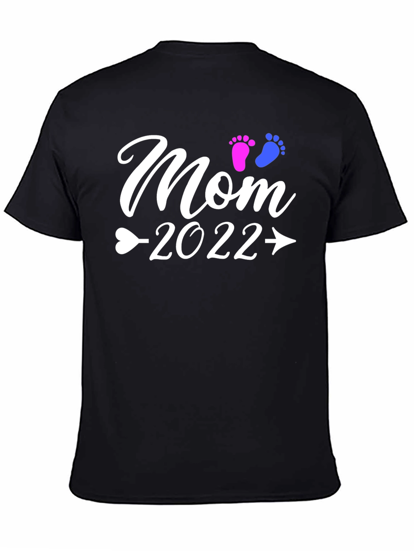Mom 2022 Baby Footprints Graphic T-Shirt
