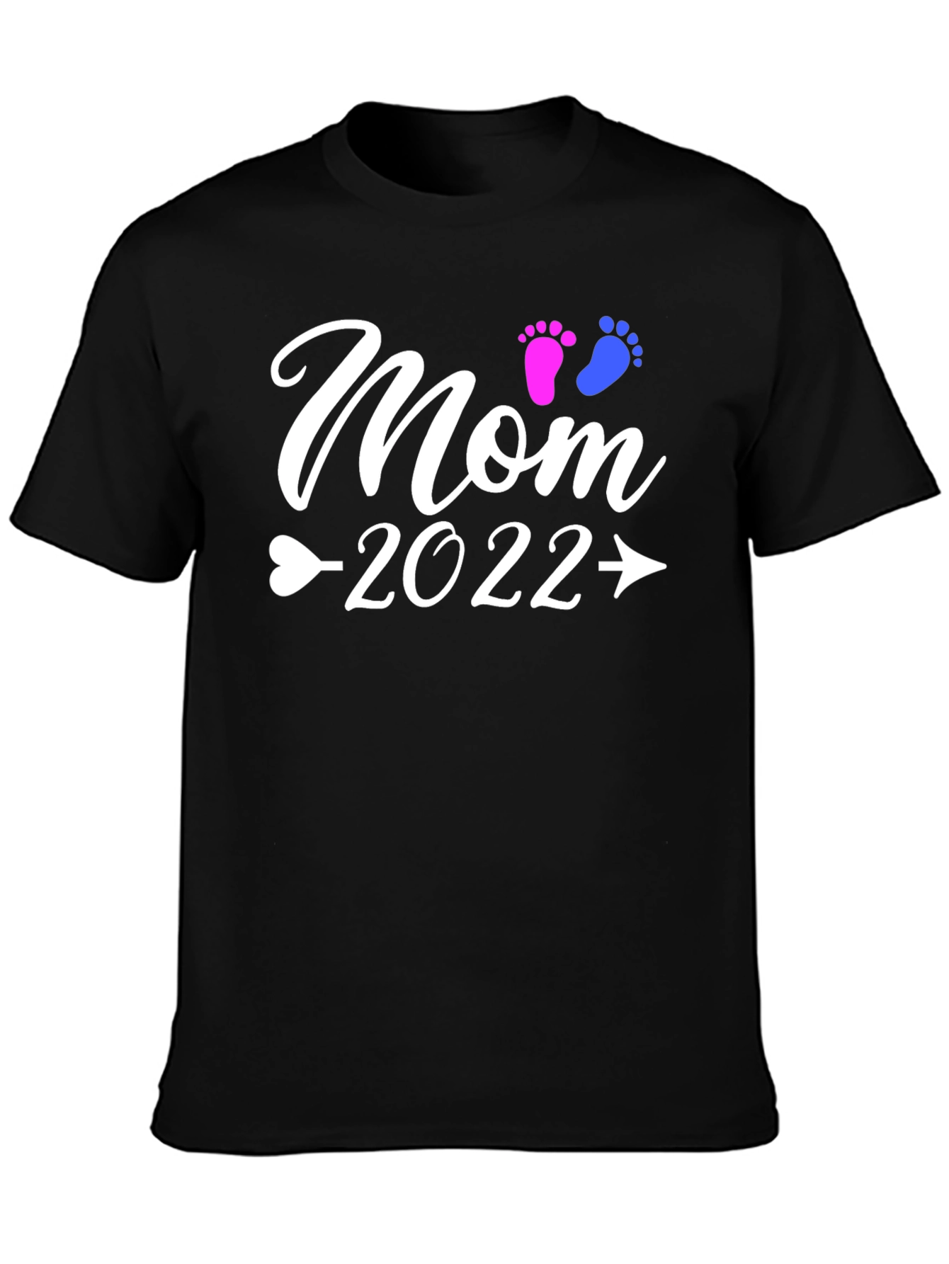 Mom 2022 Baby Footprints Graphic T-Shirt