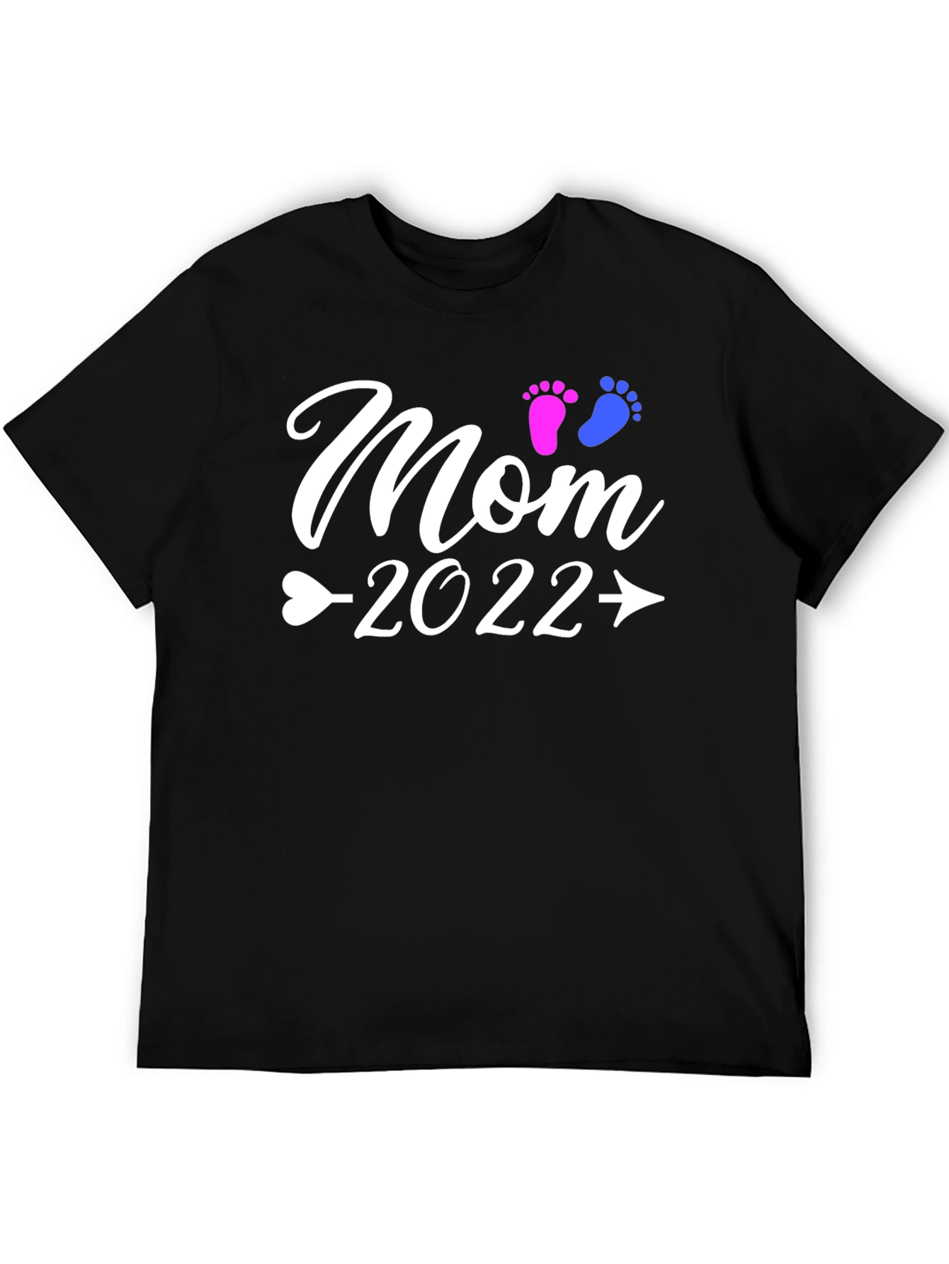Mom 2022 Baby Footprints Graphic T-Shirt