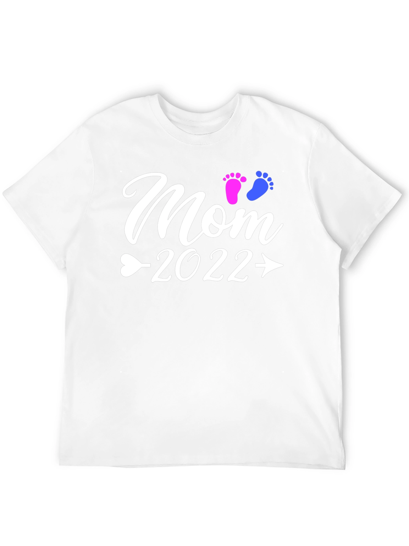 Mom 2022 Baby Footprints Graphic T-Shirt