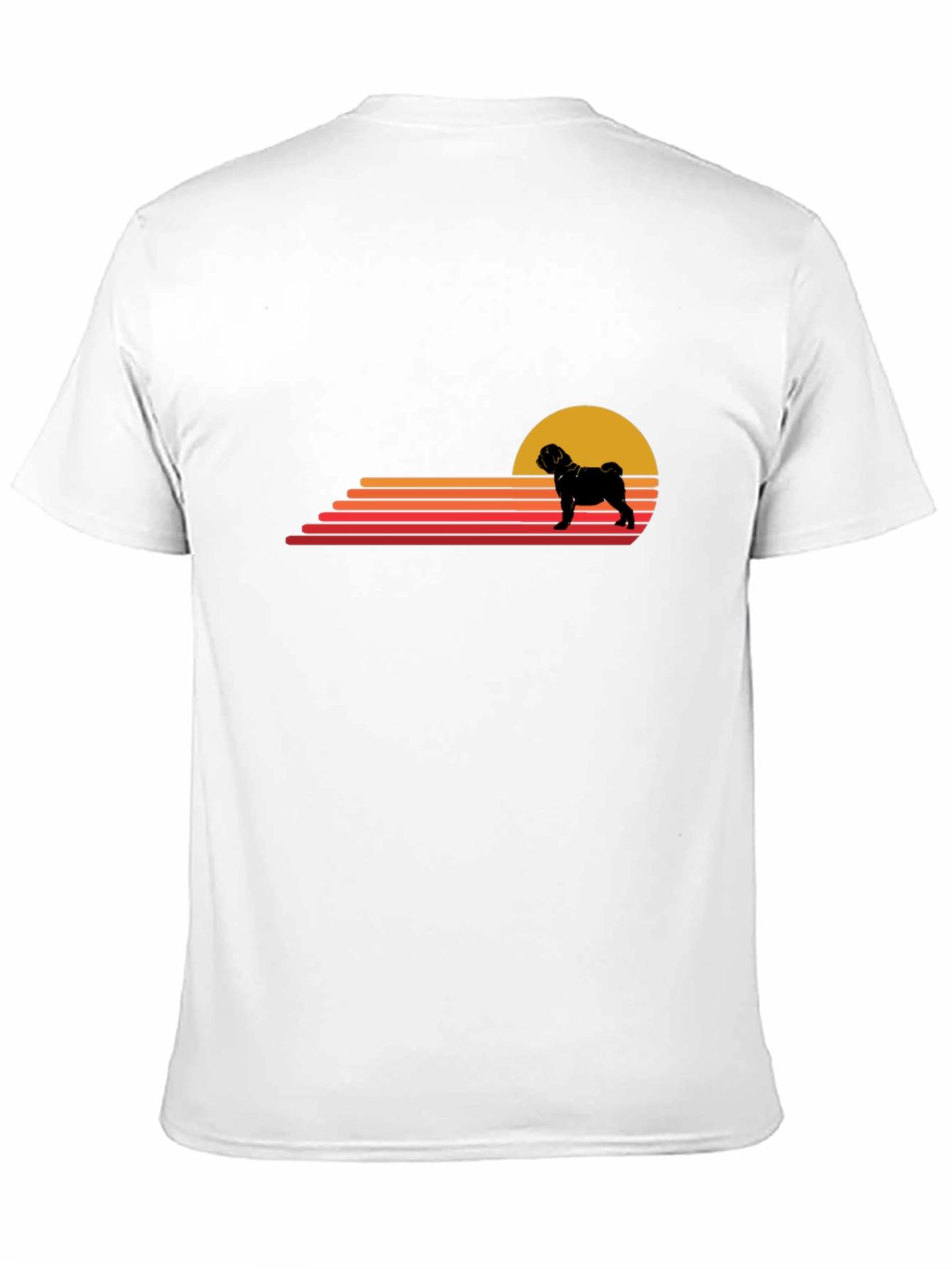 Retro Pug Sunset T-Shirt - Black