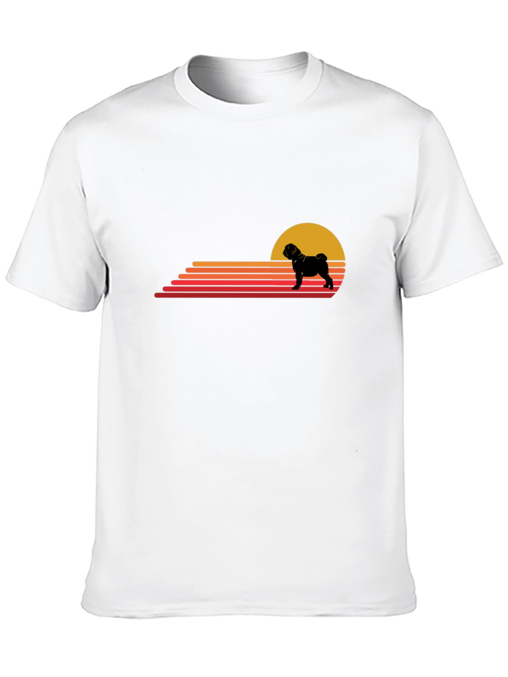 Retro Pug Sunset T-Shirt - Black