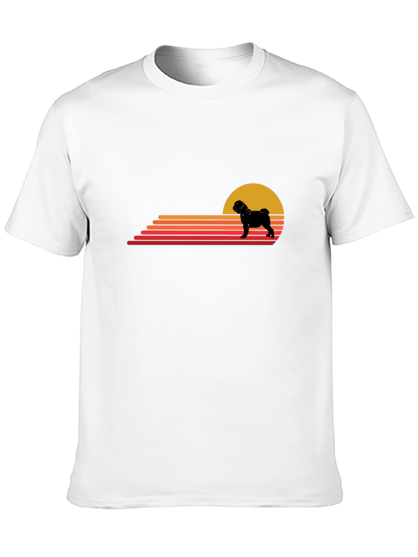 Retro Pug Sunset T-Shirt - Black