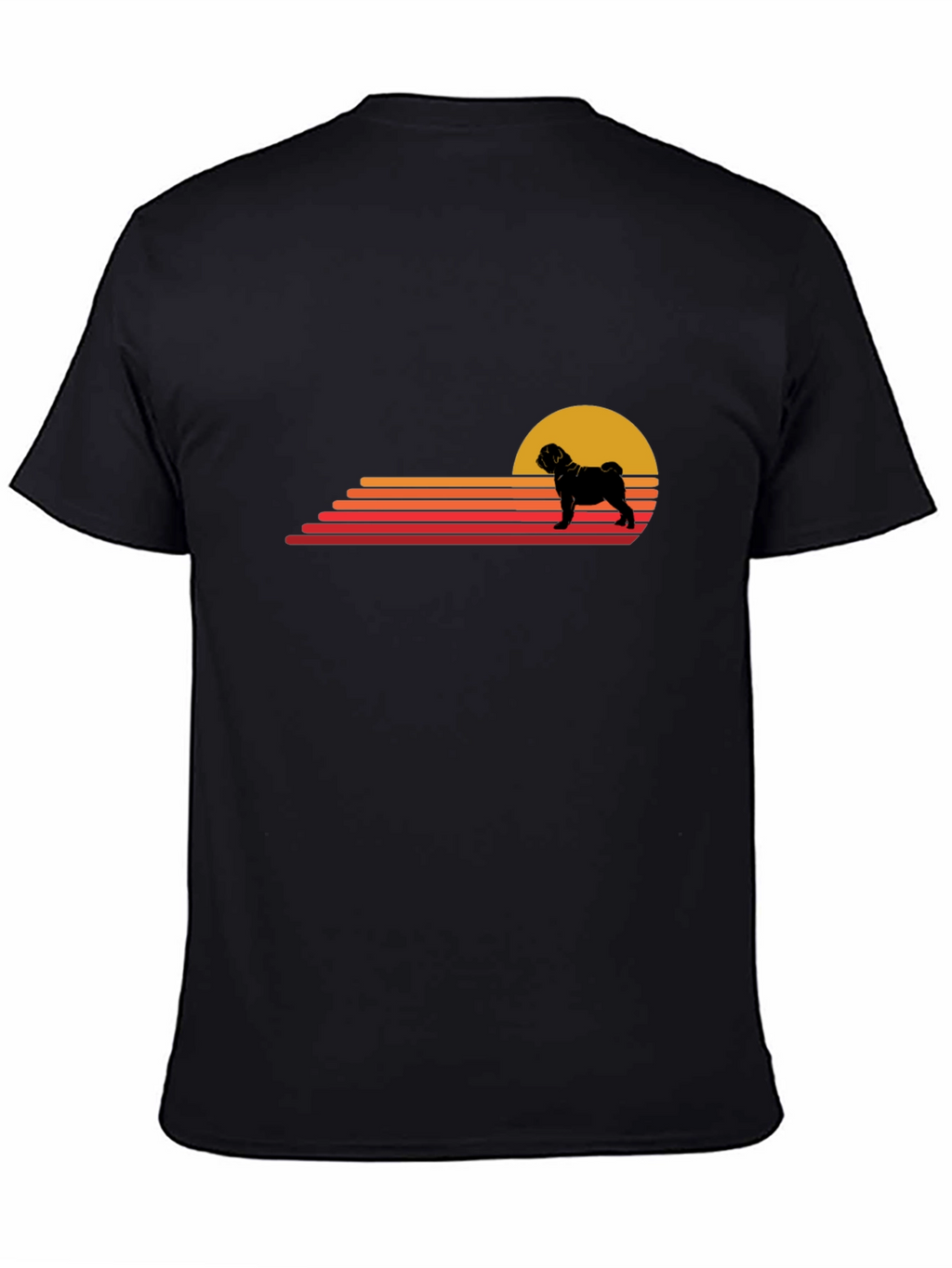 Retro Pug Sunset T-Shirt - Black