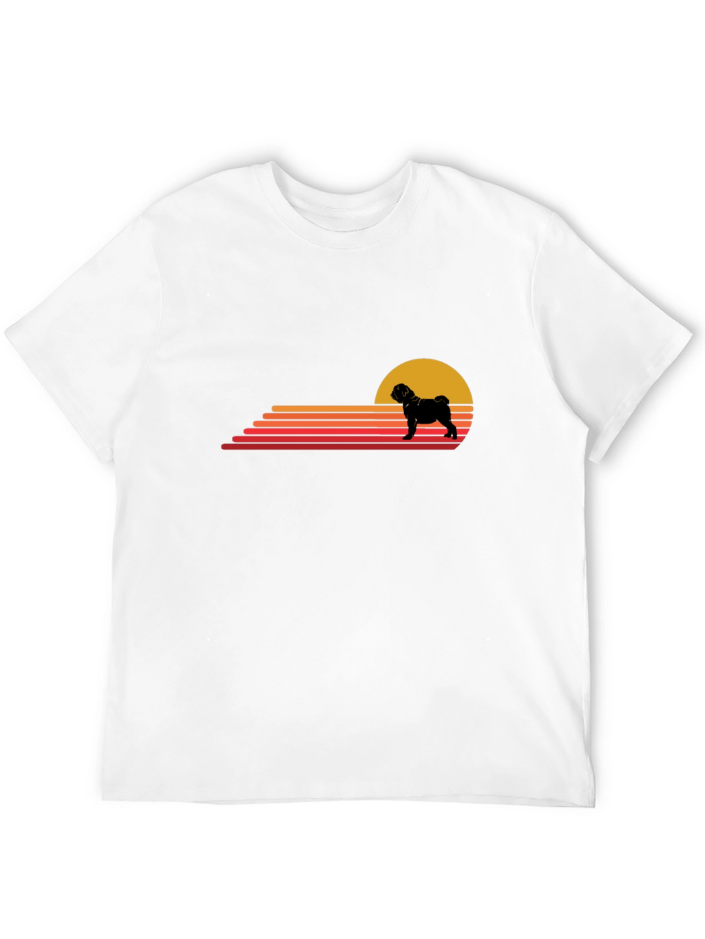 Retro Pug Sunset T-Shirt - Black