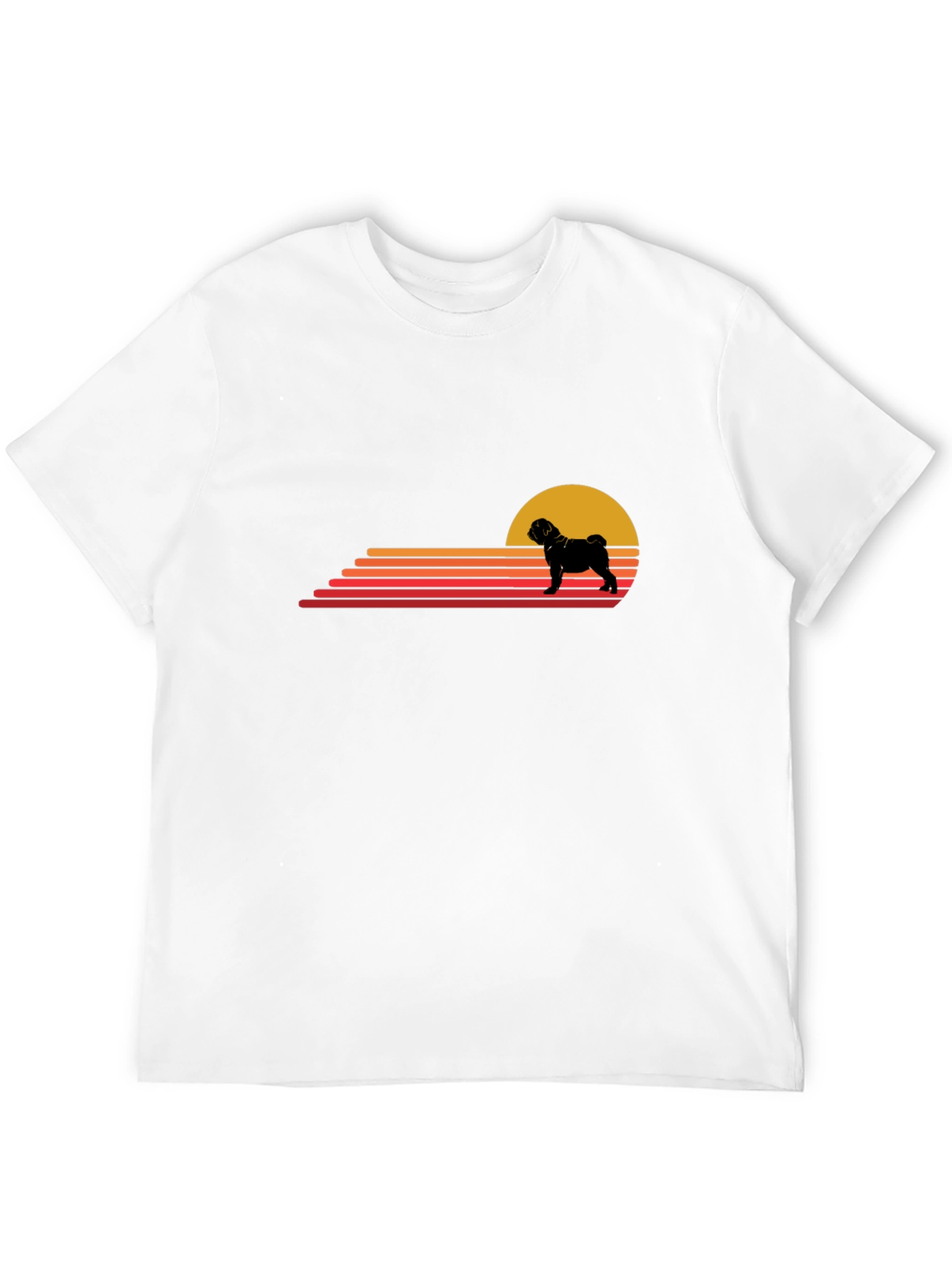 Retro Pug Sunset T-Shirt - Black