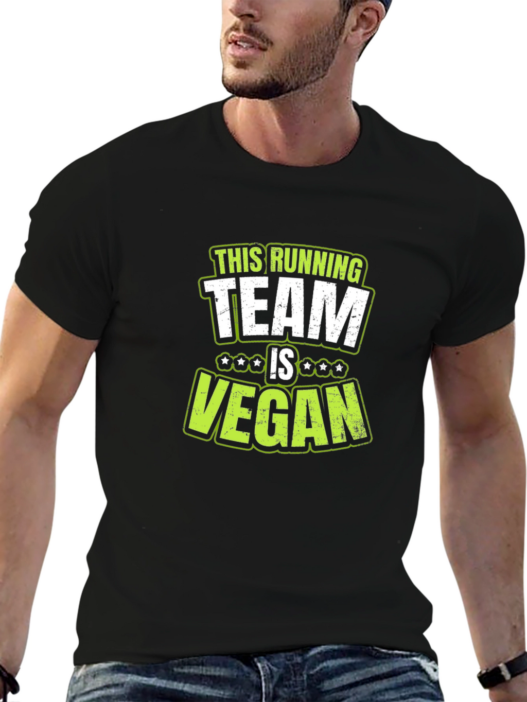 Vegan Running Team T-Shirt - Black Cotton Tee
