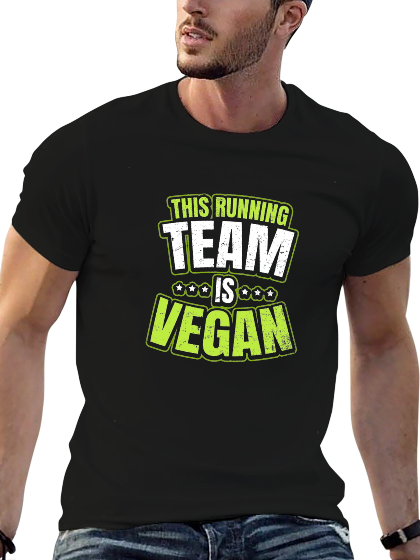 Vegan Running Team T-Shirt - Black Cotton Tee