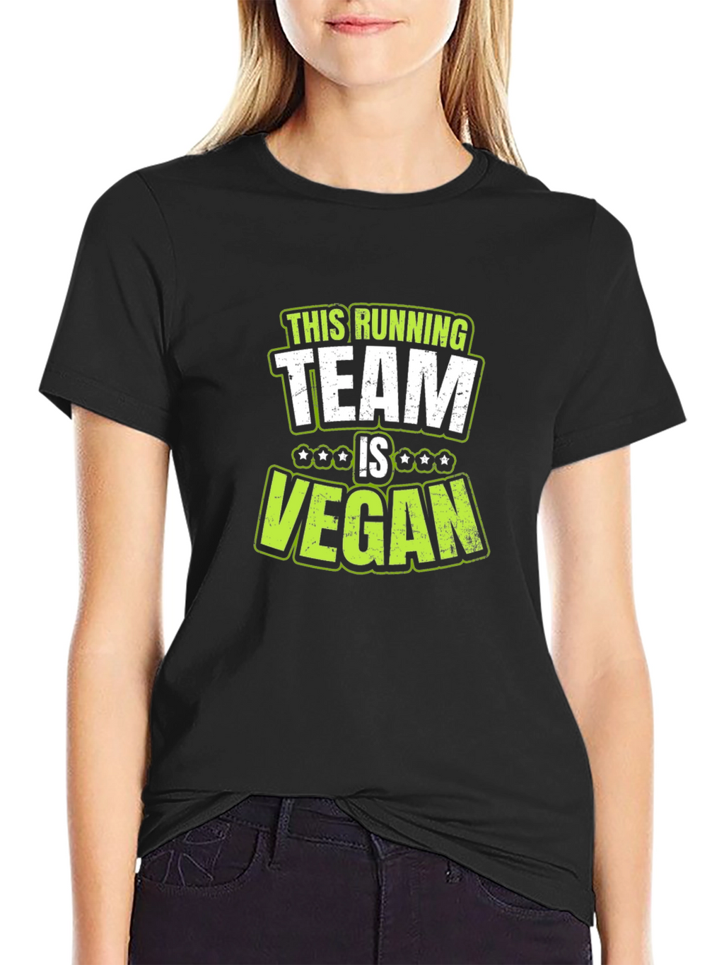 Vegan Running Team T-Shirt - Black Cotton Tee