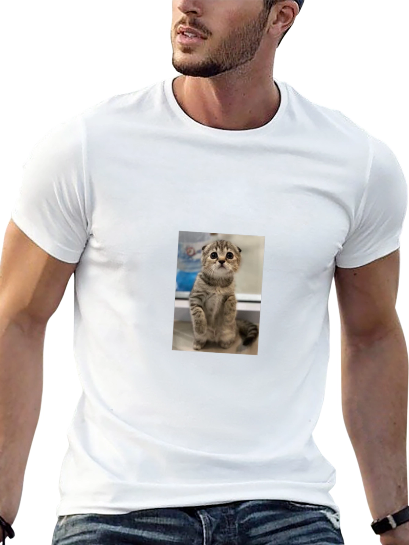 Cute Cat Graphic Black T-Shirt