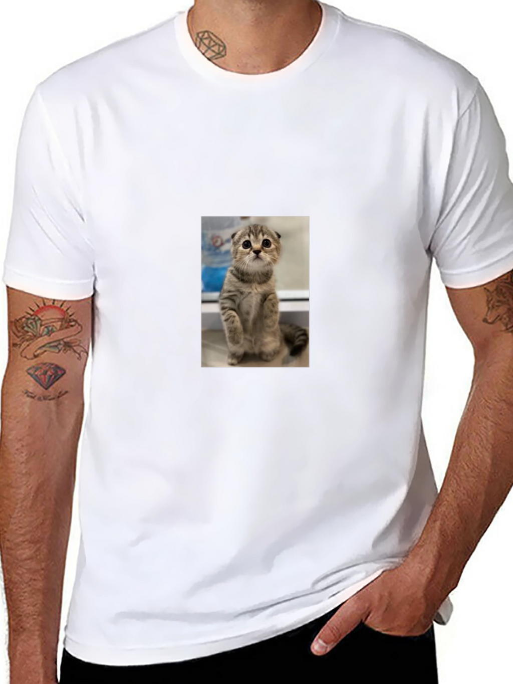 Cute Cat Graphic Black T-Shirt
