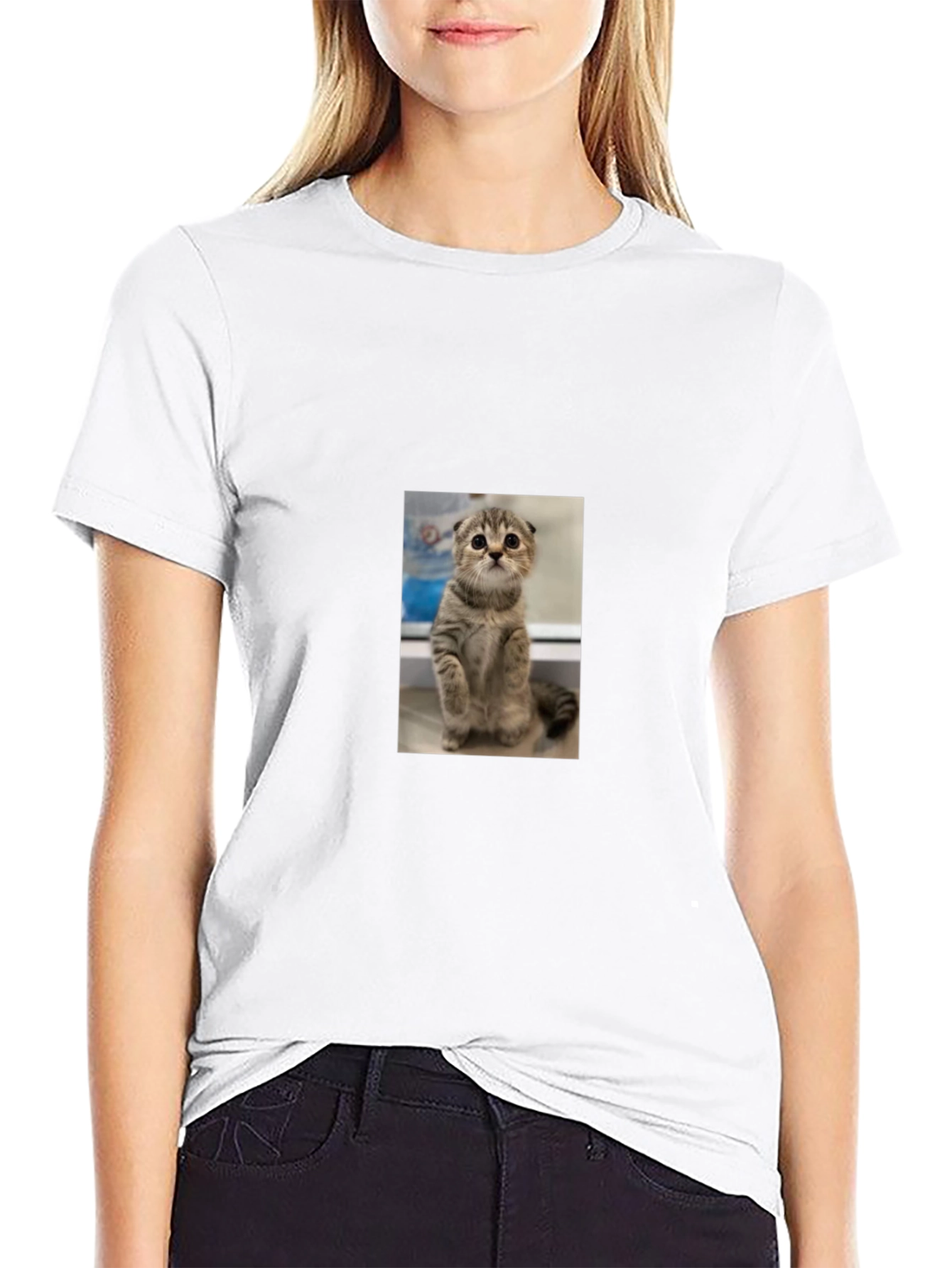 Cute Cat Graphic Black T-Shirt