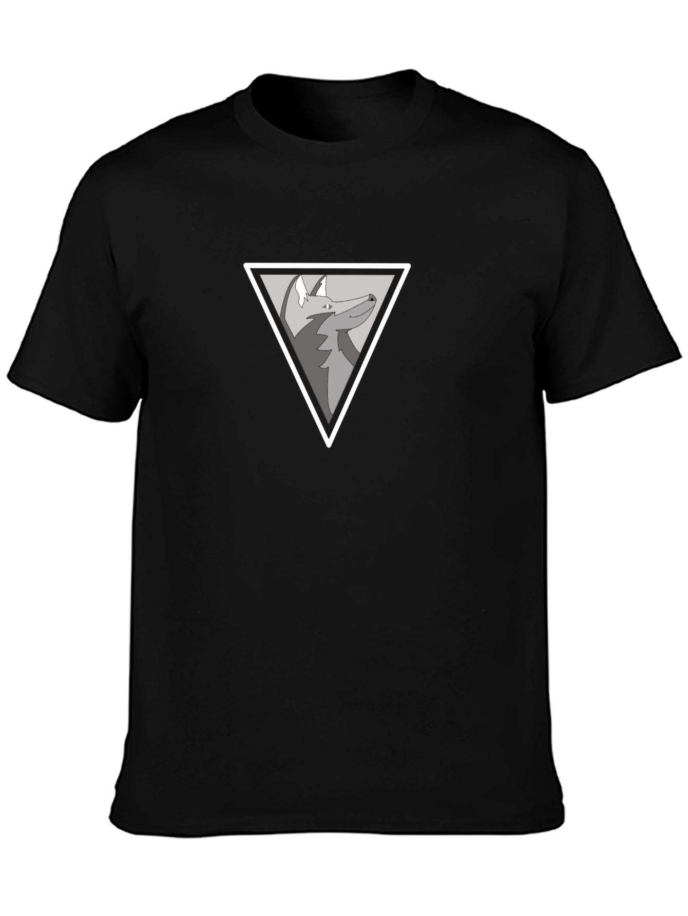 Modern Wolf Triangle Graphic Black T-Shirt