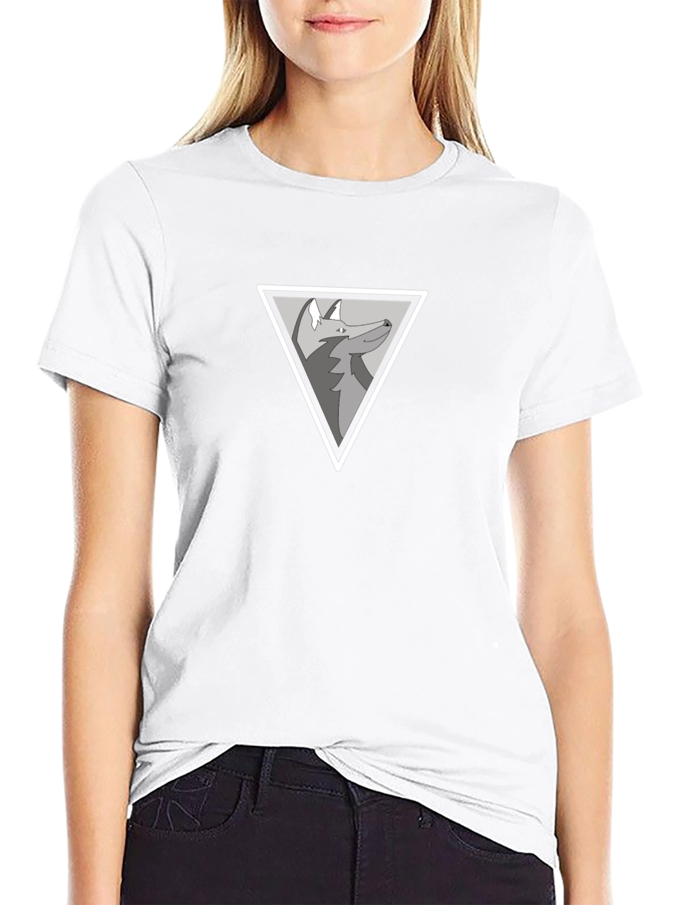 Modern Wolf Triangle Graphic Black T-Shirt