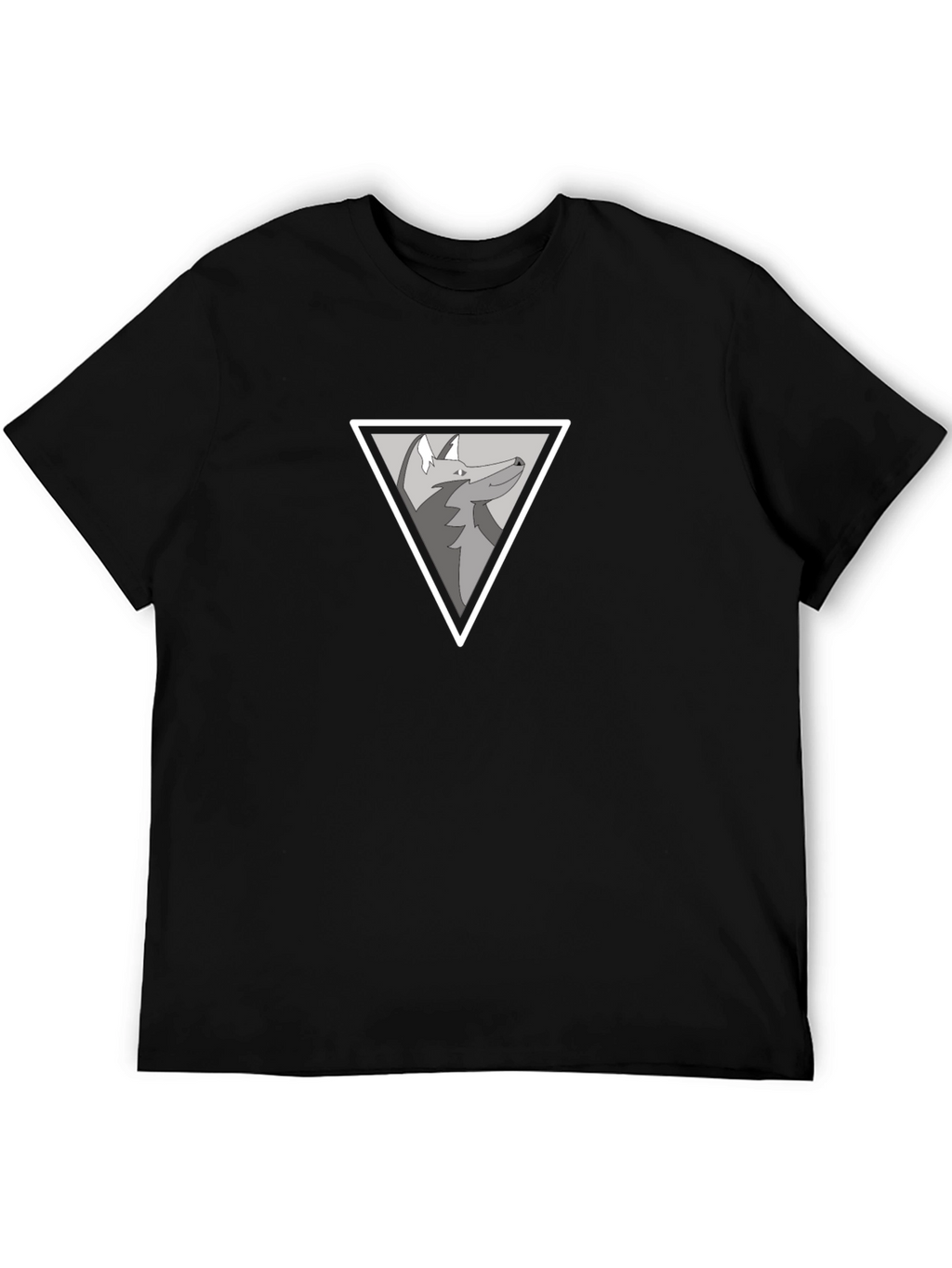 Modern Wolf Triangle Graphic Black T-Shirt