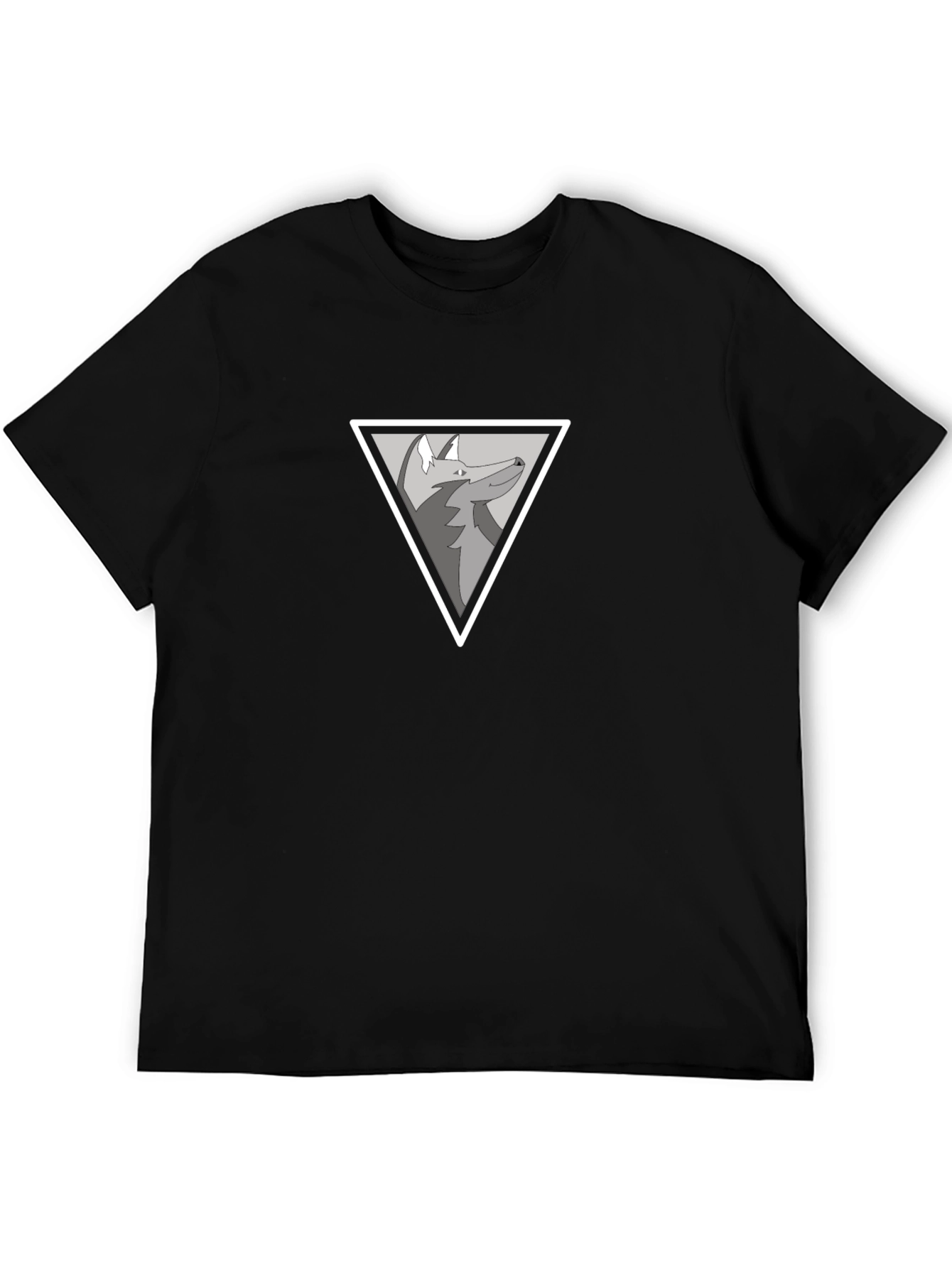 Modern Wolf Triangle Graphic Black T-Shirt