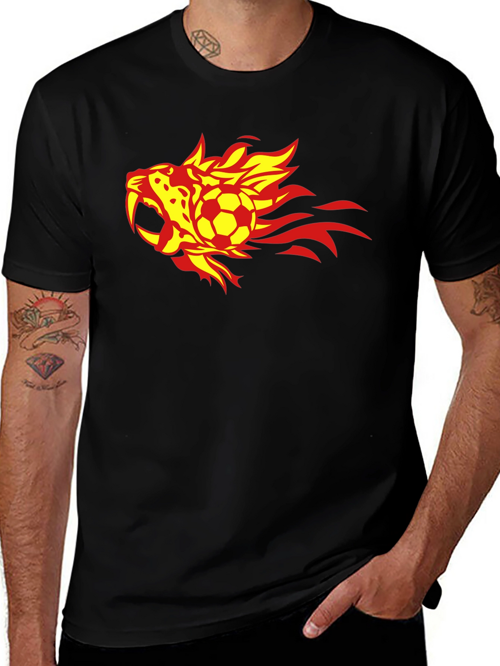 Fiery Soccer T-Shirt - Black