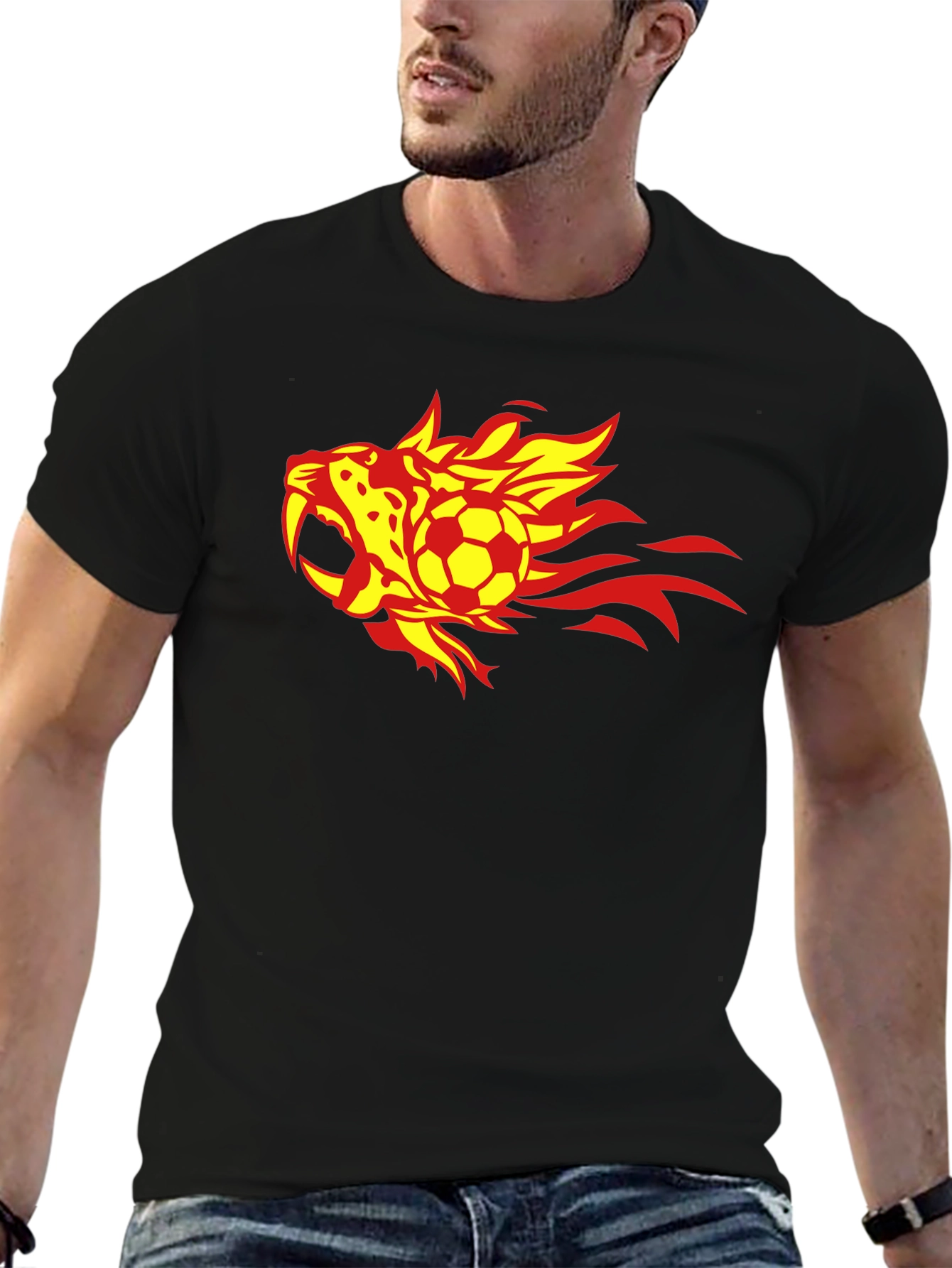 Fiery Soccer T-Shirt - Black