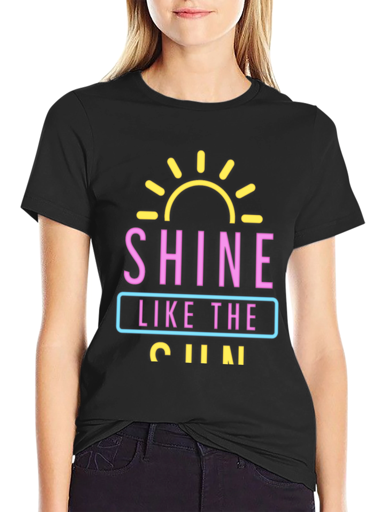 Shine Like The Sun Graphic Black T-Shirt