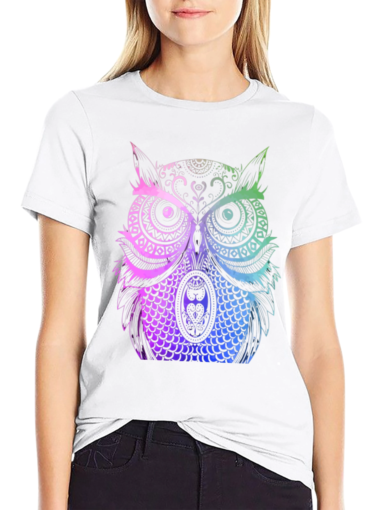 Rainbow Owl Graphic Tee - Unique Design T-Shirt