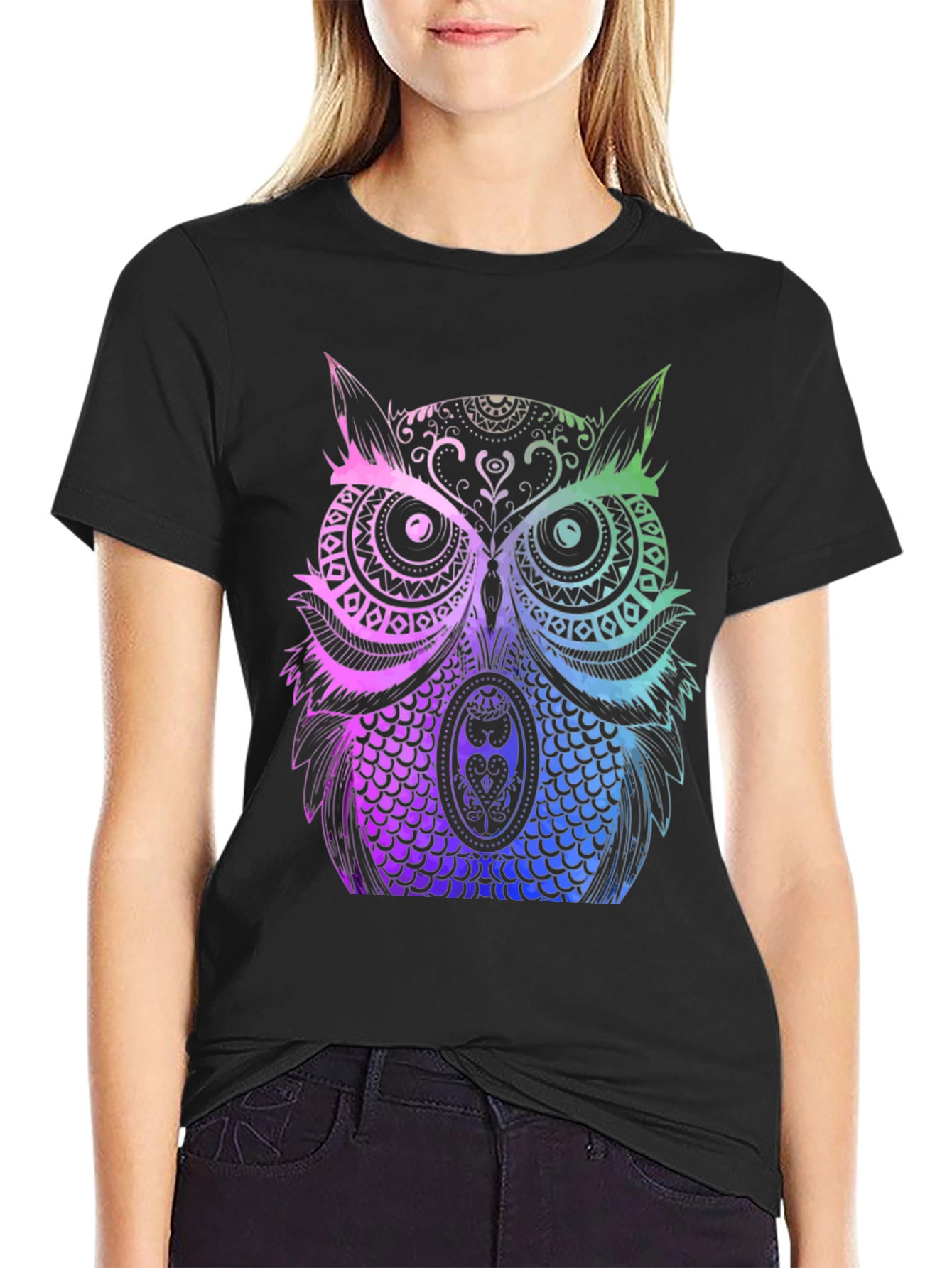 Rainbow Owl Graphic Tee - Unique Design T-Shirt