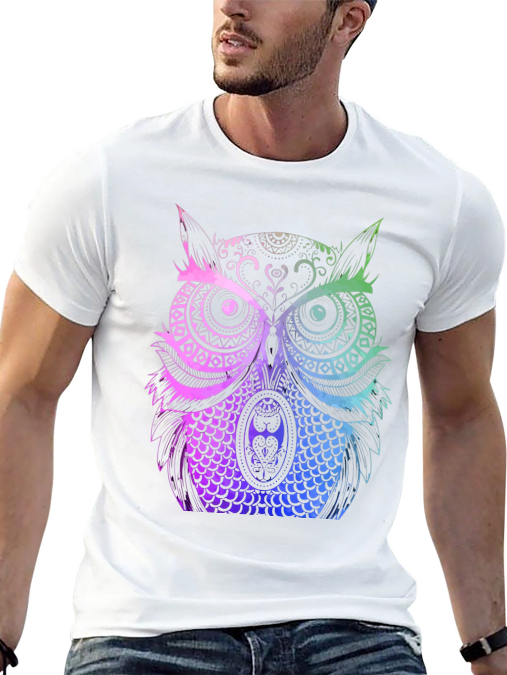 Rainbow Owl Graphic Tee - Unique Design T-Shirt
