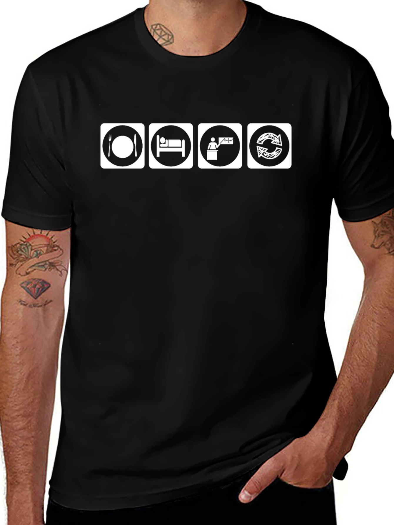 Eat Sleep Teach Repeat T-Shirt - Black
