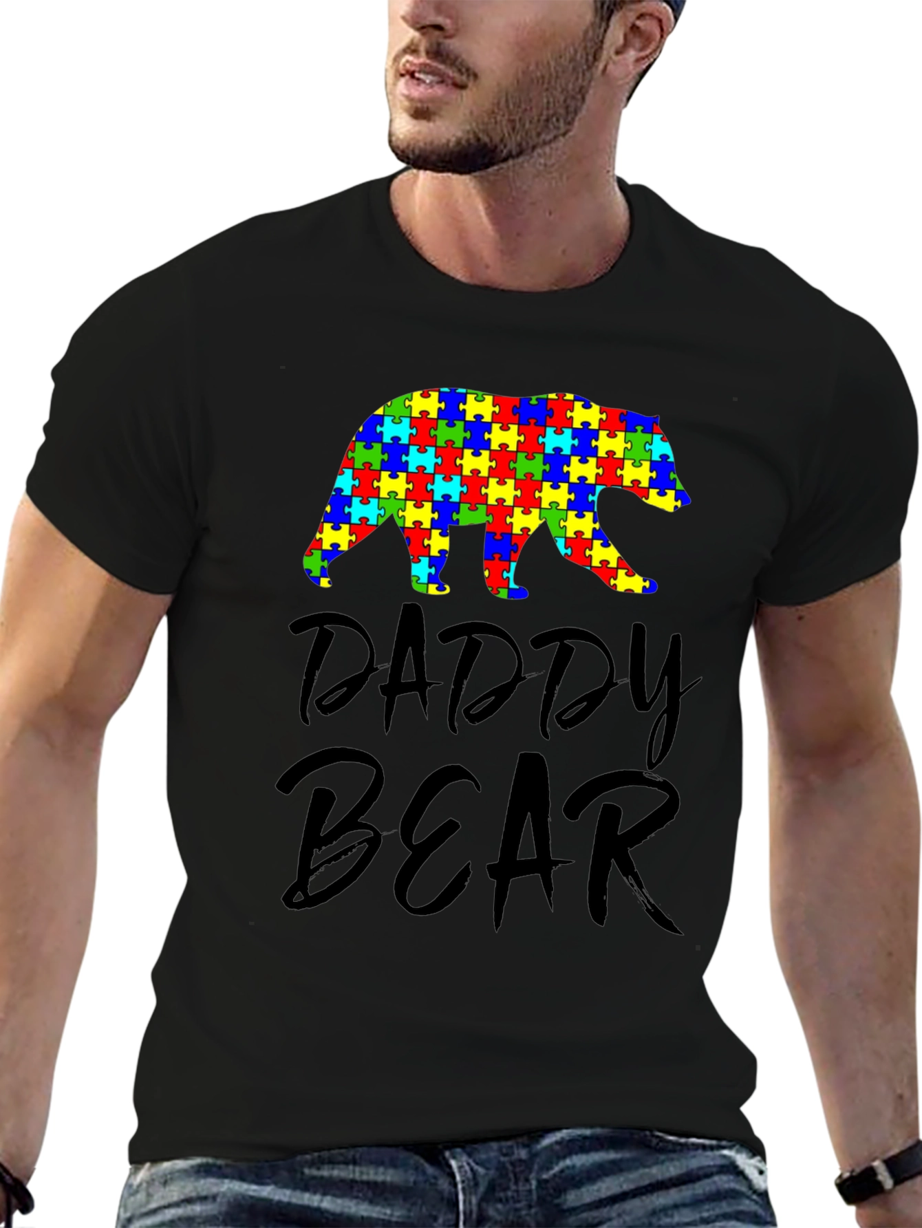 Daddy Bear Autism Awareness Puzzle Piece T-Shirt