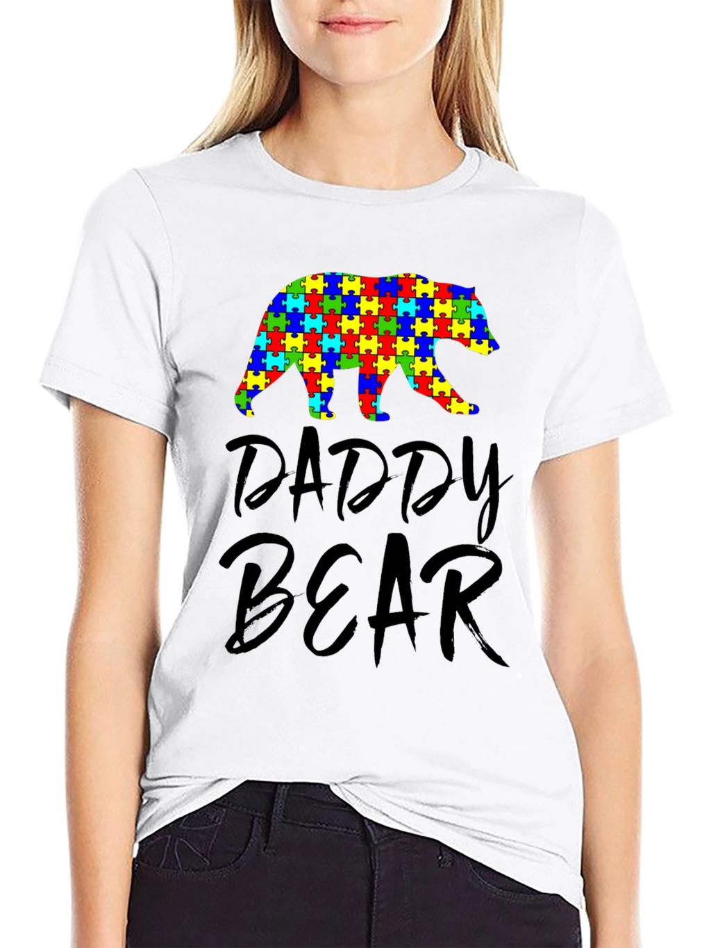 Daddy Bear Autism Awareness Puzzle Piece T-Shirt