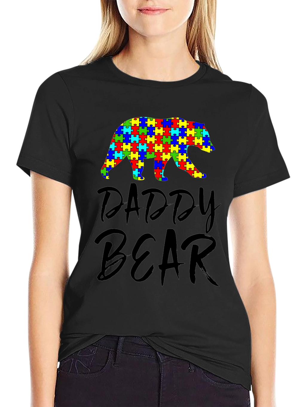 Daddy Bear Autism Awareness Puzzle Piece T-Shirt