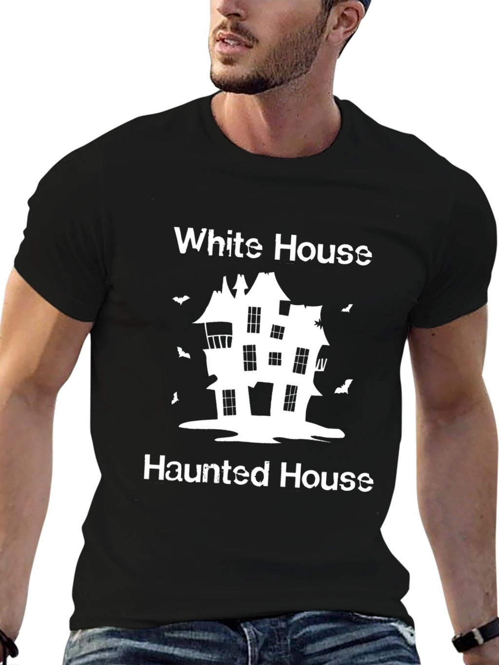 White House Haunted House Halloween T-Shirt