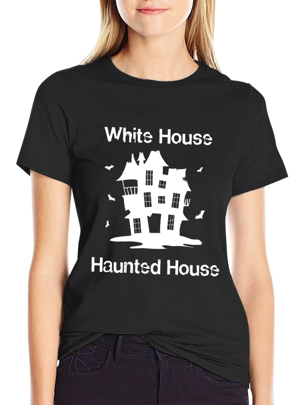 White House Haunted House Halloween T-Shirt