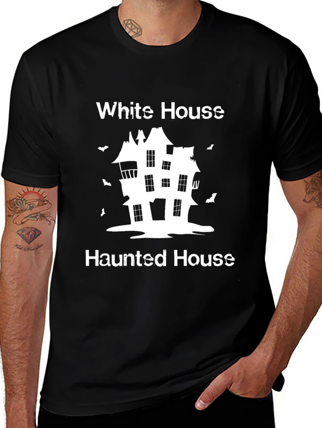 White House Haunted House Halloween T-Shirt