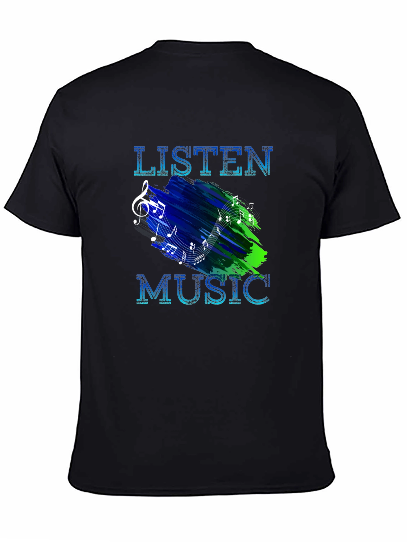 Listen Music Graphic T-Shirt - Mens Black Tee