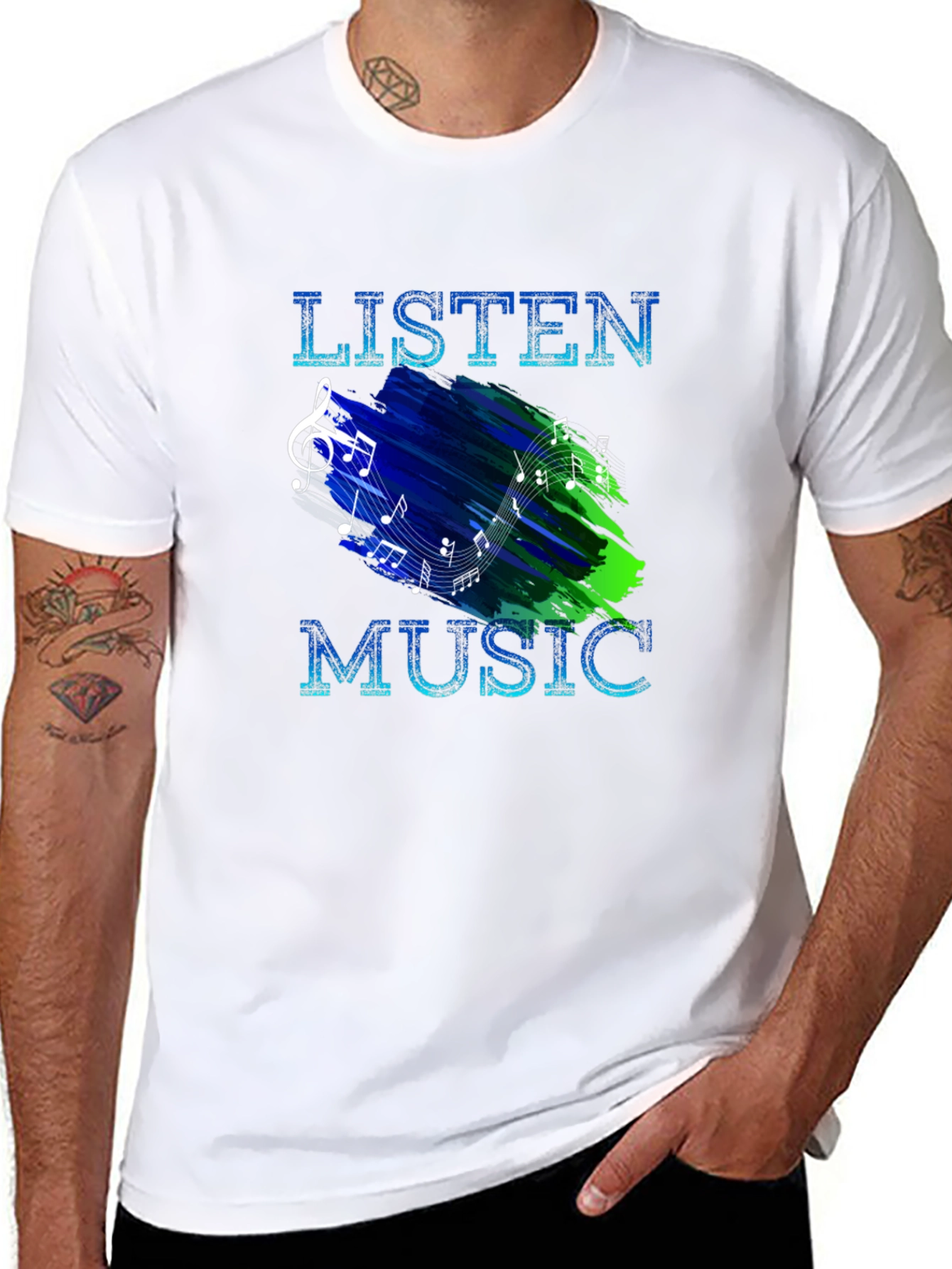 Listen Music Graphic T-Shirt - Mens Black Tee