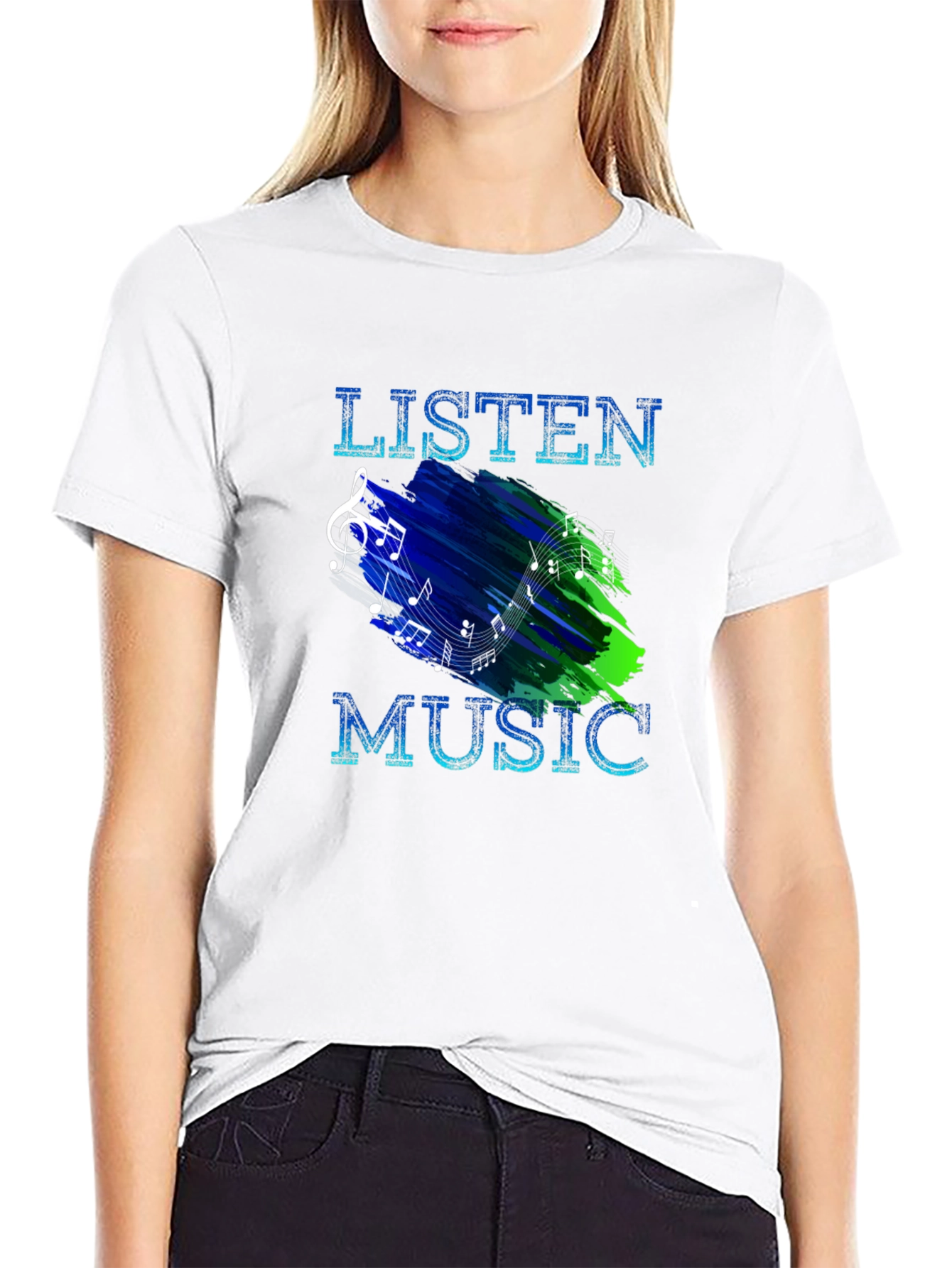 Listen Music Graphic T-Shirt - Mens Black Tee