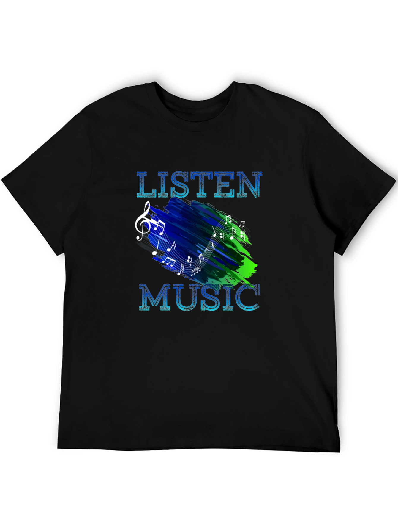 Listen Music Graphic T-Shirt - Mens Black Tee