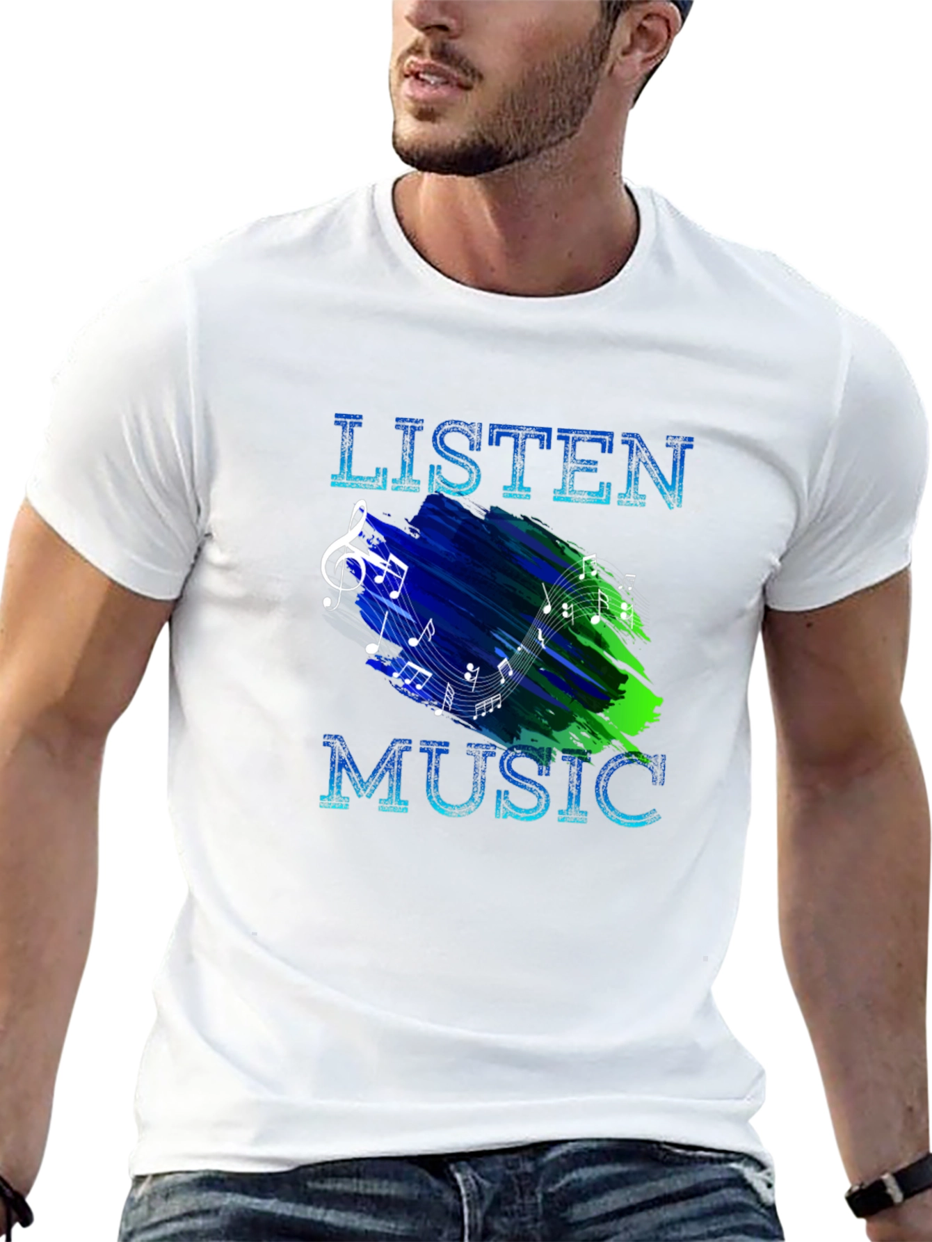 Listen Music Graphic T-Shirt - Mens Black Tee