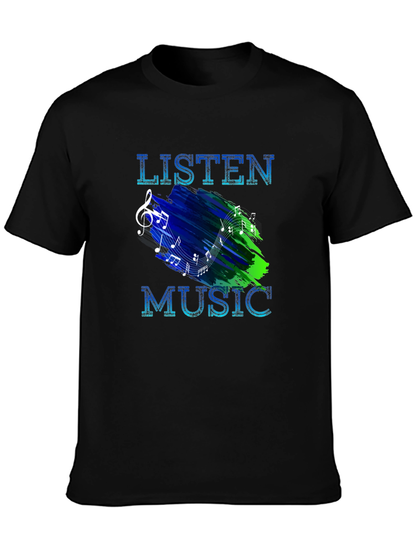 Listen Music Graphic T-Shirt - Mens Black Tee