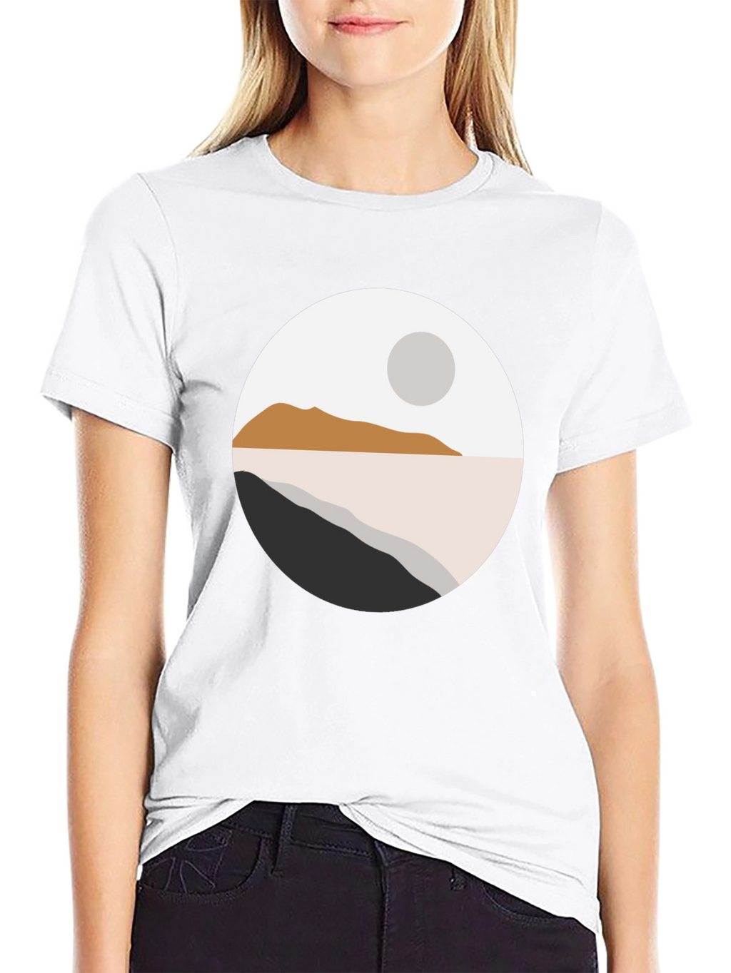 Minimalist Landscape Graphic T-Shirt - Black