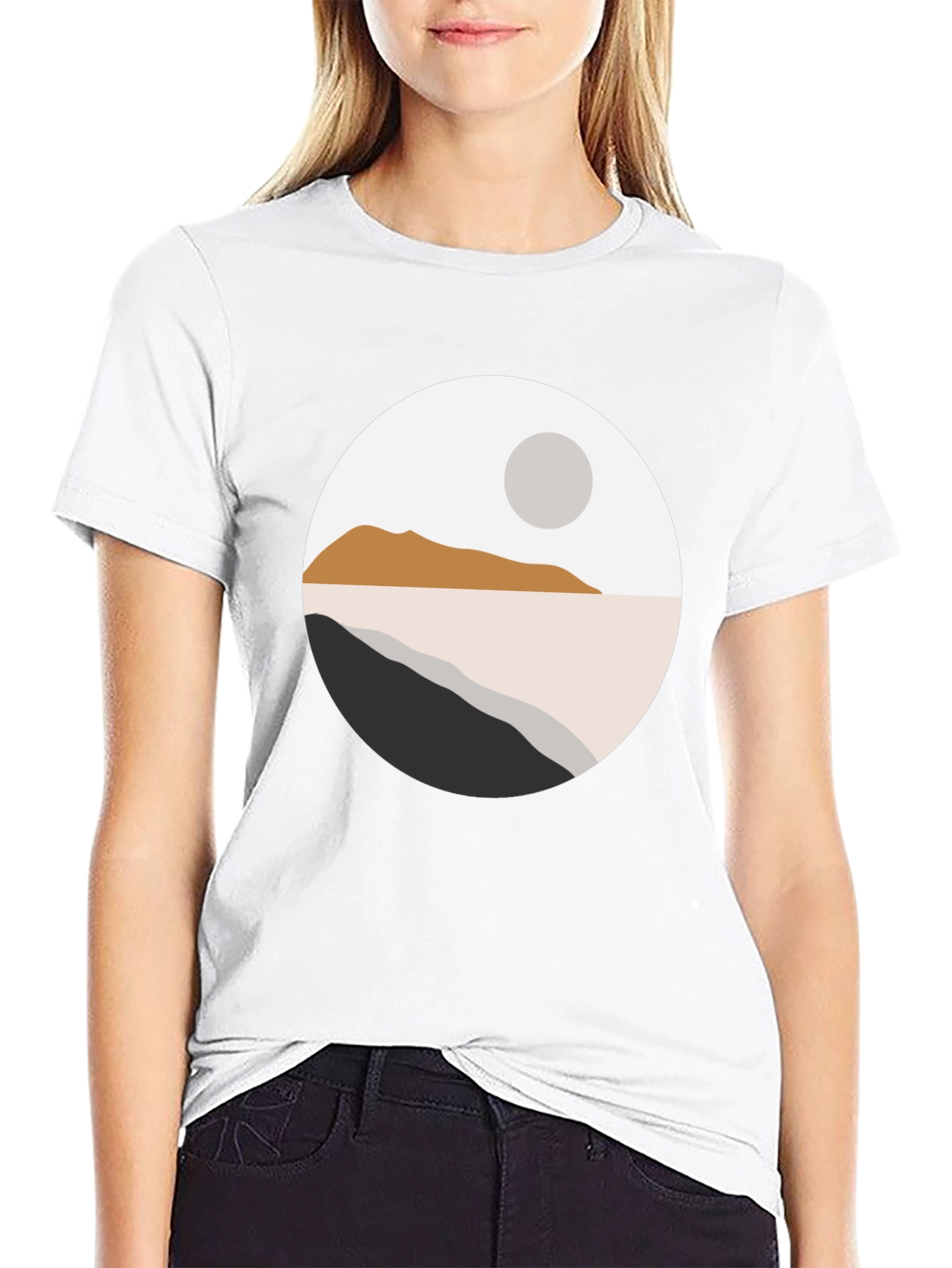 Minimalist Landscape Graphic T-Shirt - Black