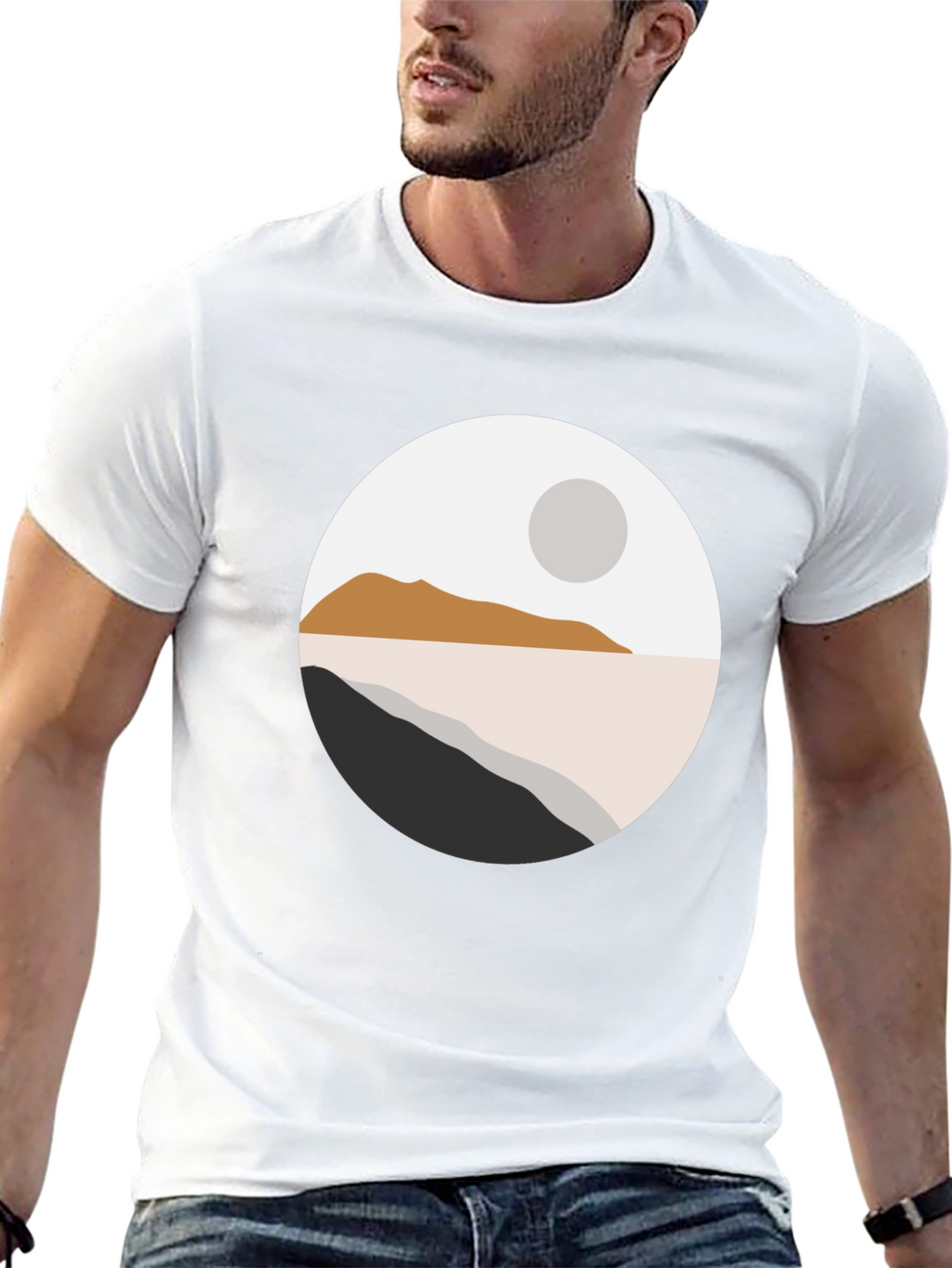 Minimalist Landscape Graphic T-Shirt - Black