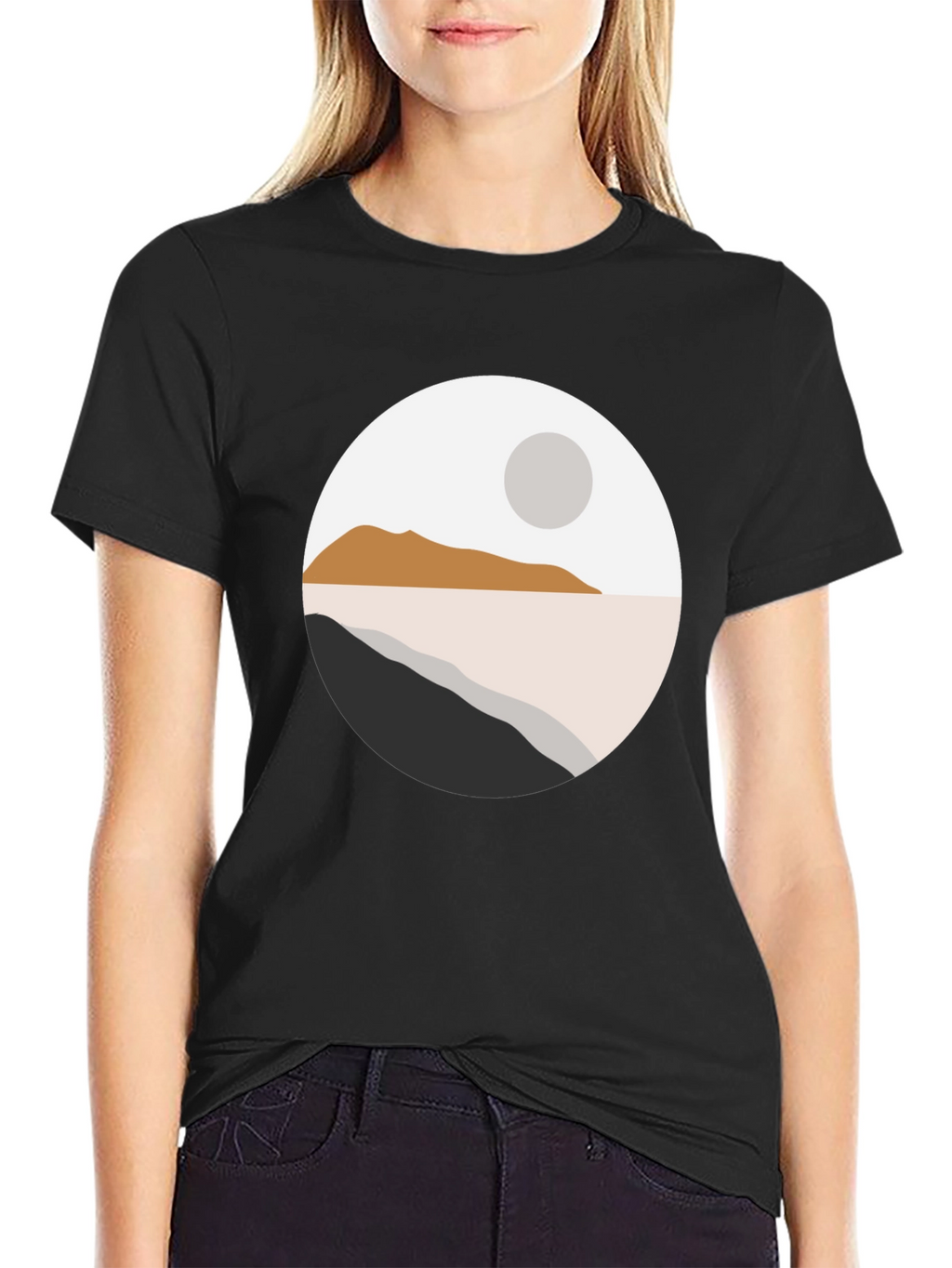 Minimalist Landscape Graphic T-Shirt - Black