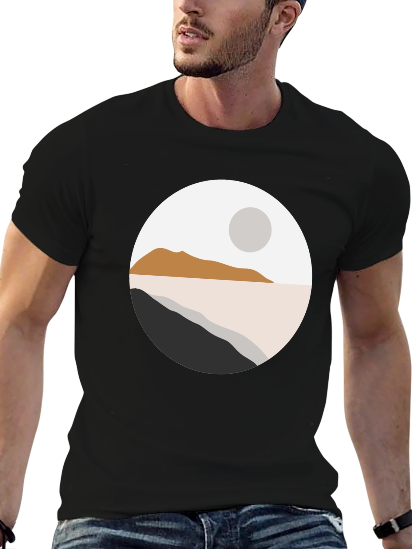 Minimalist Landscape Graphic T-Shirt - Black