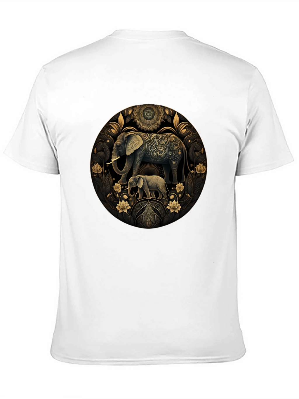 Elephant Mandala Graphic Black Tee