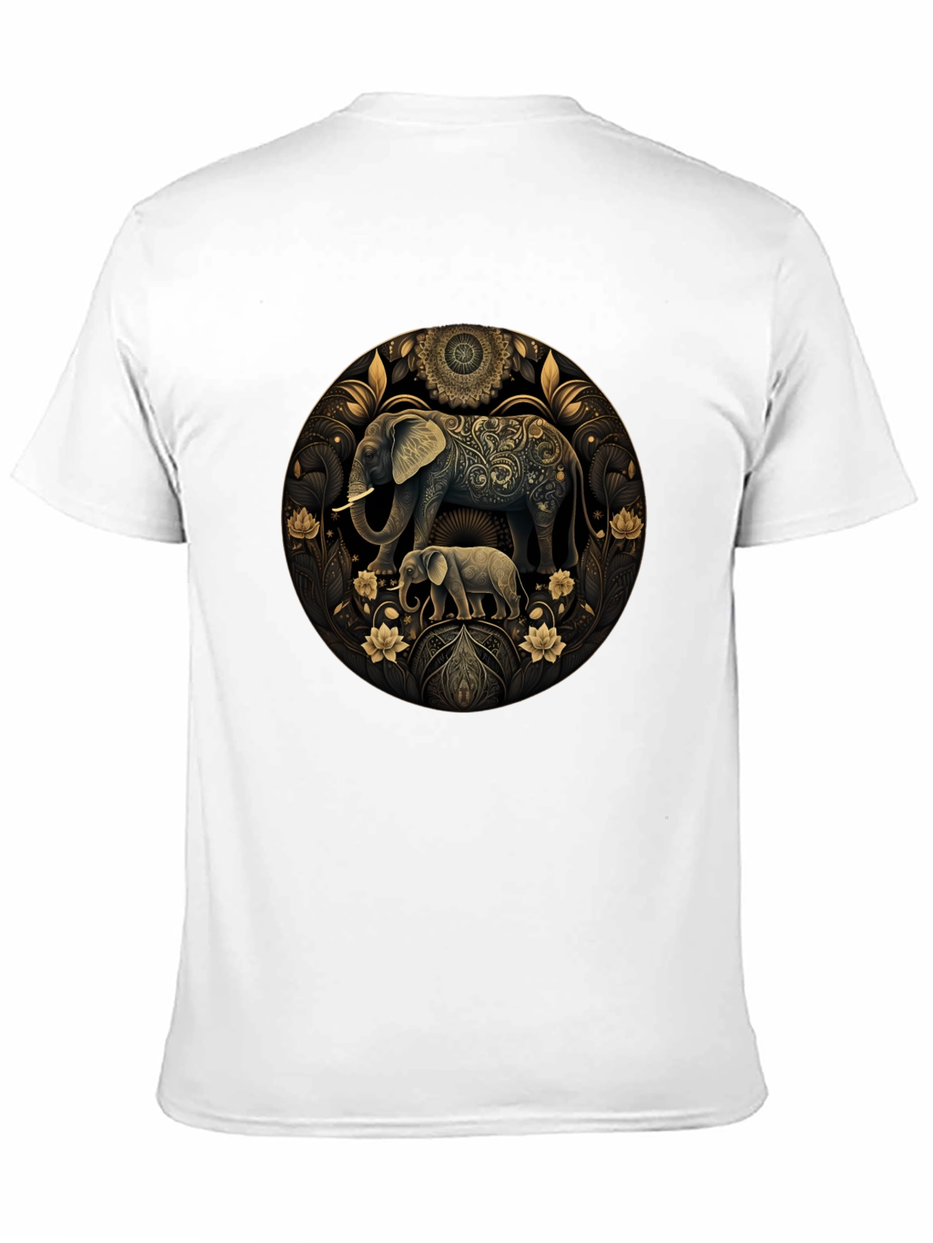 Elephant Mandala Graphic Black Tee
