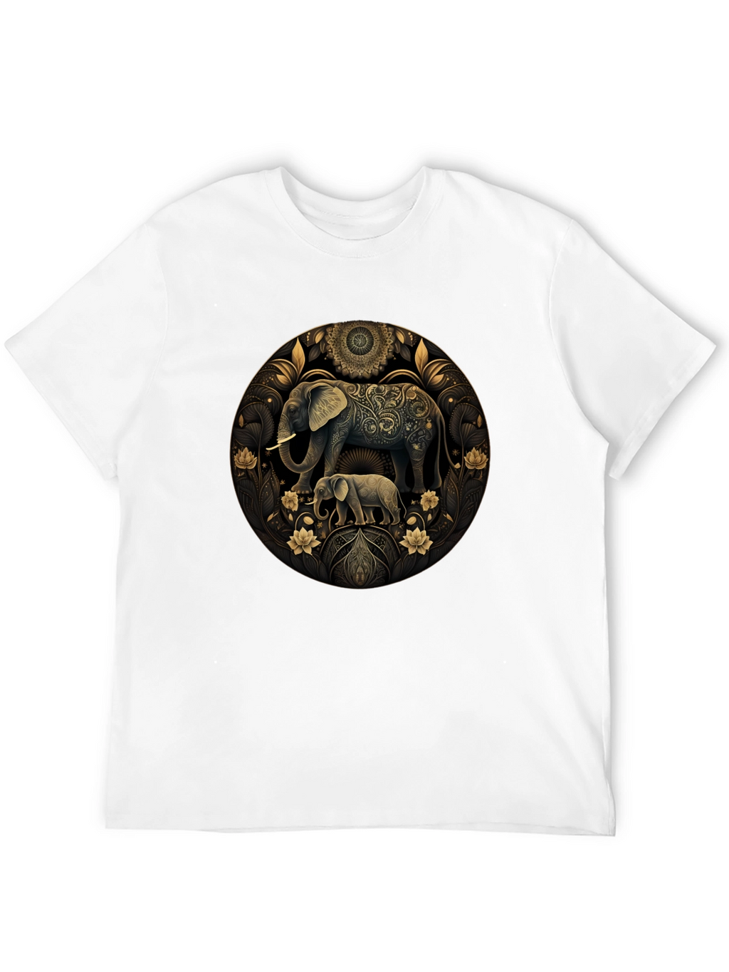 Elephant Mandala Graphic Black Tee