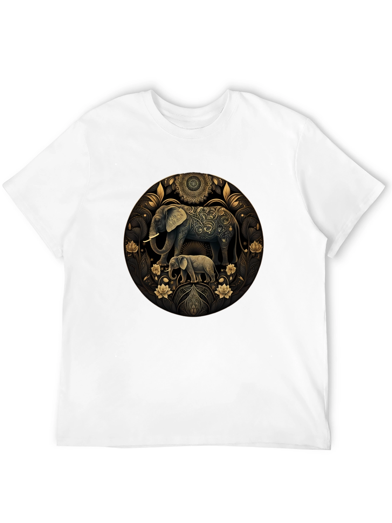 Elephant Mandala Graphic Black Tee